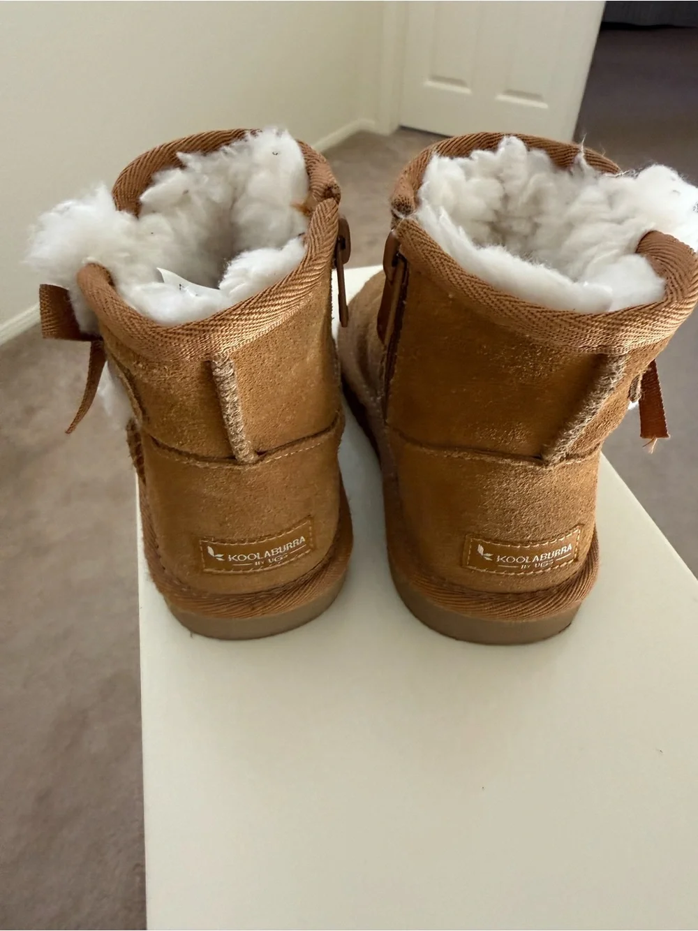 Kids Cozy Ugg Booties in Chestnut Brown